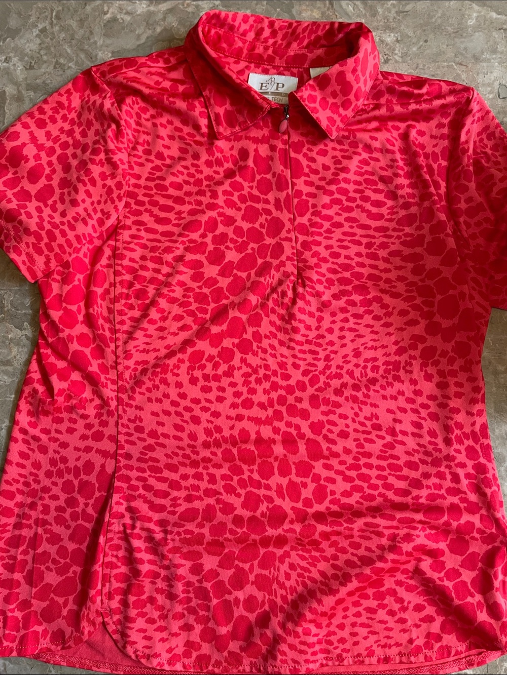 EP Pro Pink Animal-Print Short-Sleeve Polo